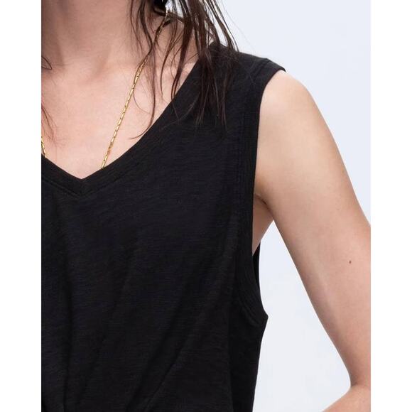 ATM Slub Jersey V-Neck Tank Top in Black M - Picture 4 of 4